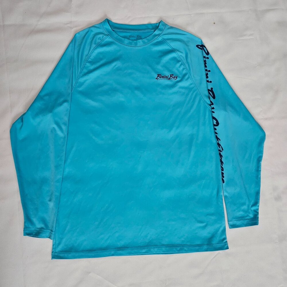 Bimini Bay Outfitters Dive Blue Hook M' Long Sleeve Performance Shirt Sz Medium - Picture 5 of 10